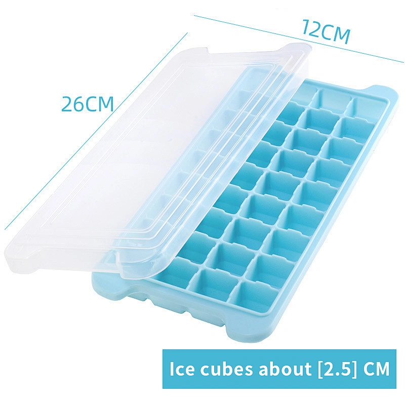 Hot Seller Food Grade Easy Release Silicone Ice cube Tray with lid 27 silicone Ice Mold Silicone Refrigerator Ice Mold